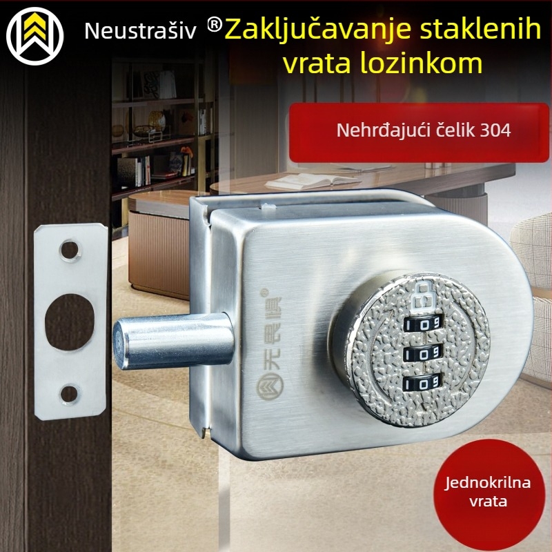 Fearless brava s lozinkom za bezokvirna staklena vrata – podni zaključavanje za staklene vrata