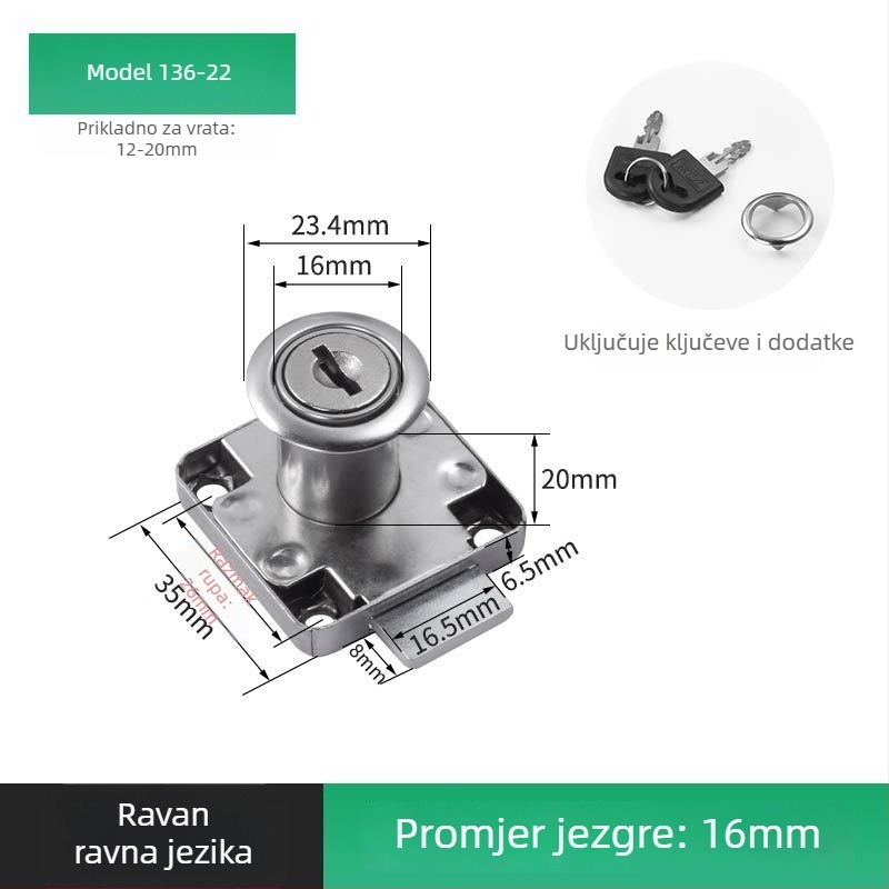 Brava za ladicu, hladno valjani čelik, model 136-22/138-22, za ladice, ormariće za dokumente i skladišne ormariće, marka Sticking Force King