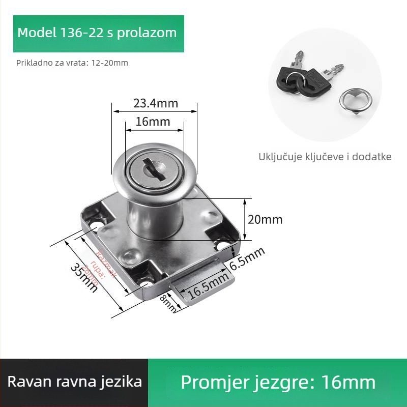 Brava za ladicu, hladno valjani čelik, model 136-22/138-22, za ladice, ormariće za dokumente i skladišne ormariće, marka Sticking Force King