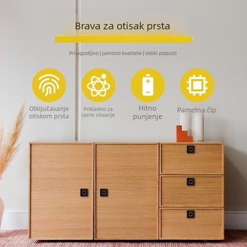 Pametni Bluetooth mehanizam za zaključavanje ladice s otiskom prsta za uredski namještaj – aluminijski spoj, MWZ005, ugrađeni stil