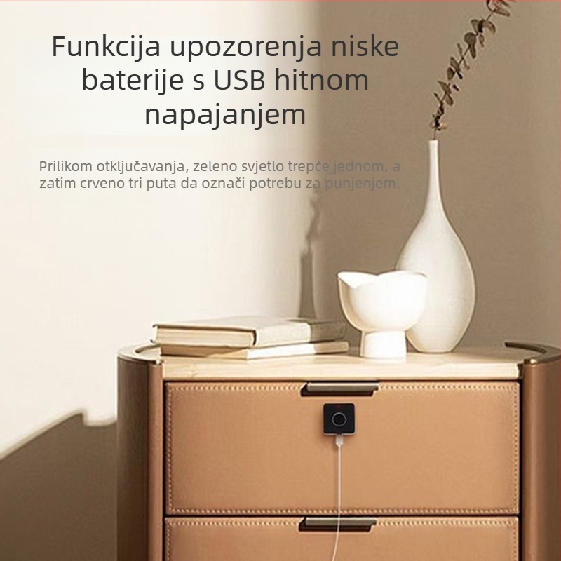 Pametni Bluetooth mehanizam za zaključavanje ladice s otiskom prsta za uredski namještaj – aluminijski spoj, MWZ005, ugrađeni stil