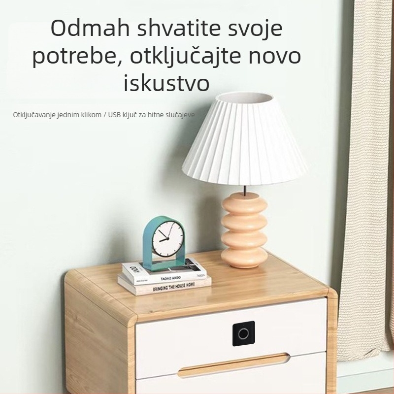 Pametni Bluetooth mehanizam za zaključavanje ladice s otiskom prsta za uredski namještaj – aluminijski spoj, MWZ005, ugrađeni stil