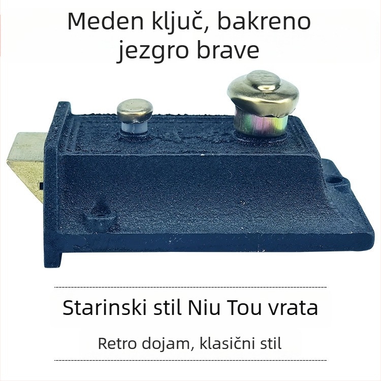 Bullhead branda sigurnosna ključavnica za vrata, za drvena vrata, model 1939-1, materijal bakar i željezo, stil moderni minimalist