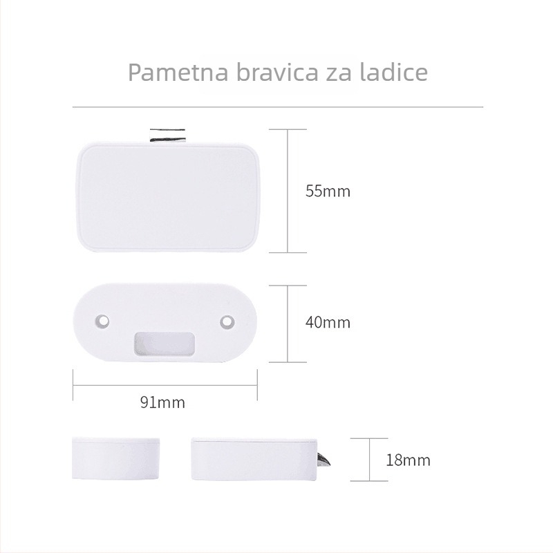 Bluetooth brava za ladice i ormari — ABS plast, Model: Bluetooth drawer cabinet lock, Brand: xys; Namijenjeno za dom i ured, ladice i ormari; Moderan jednostavan stil
