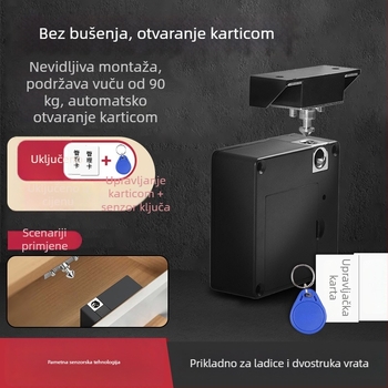 DDL 9100 Zatvarač za ladice i garderobu – bez rupa, inteligentni elektronički zaključak protiv krađe, skrivena ugradnja, plastično kućište