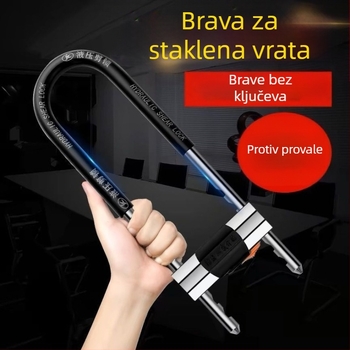 Brava za staklena vrata, dvostruko otvaranje u obliku U, model 638, materijal zlitina čelika, marka Satellite, namjena: staklena vrata, motocikli, trgovine, uredi