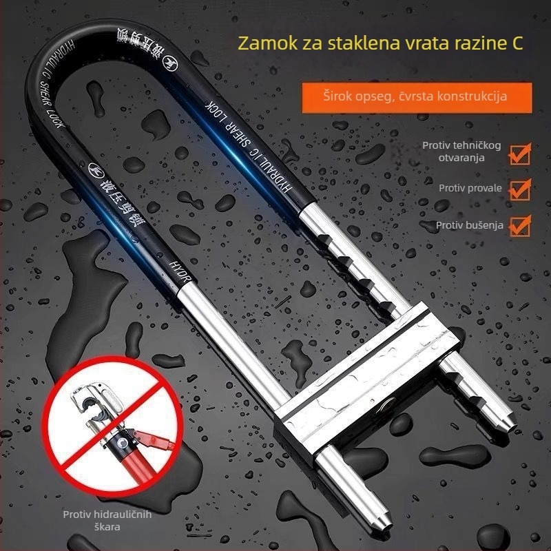 Brava za staklena vrata, dvostruko otvaranje u obliku U, model 638, materijal zlitina čelika, marka Satellite, namjena: staklena vrata, motocikli, trgovine, uredi