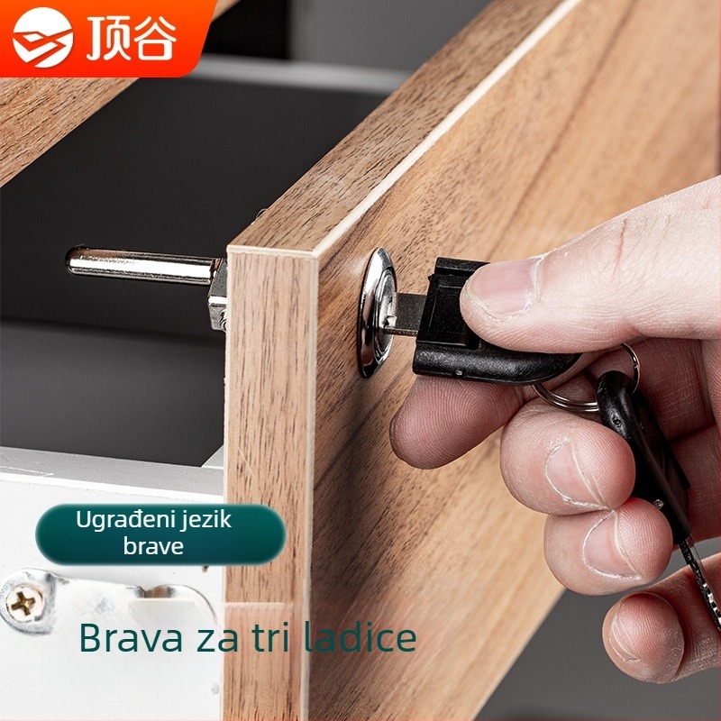 Top Valley brava za ladicu s trostrukim zaključavanjem, cinkov spoj, model Triple drawer lock, stil Light Luxury