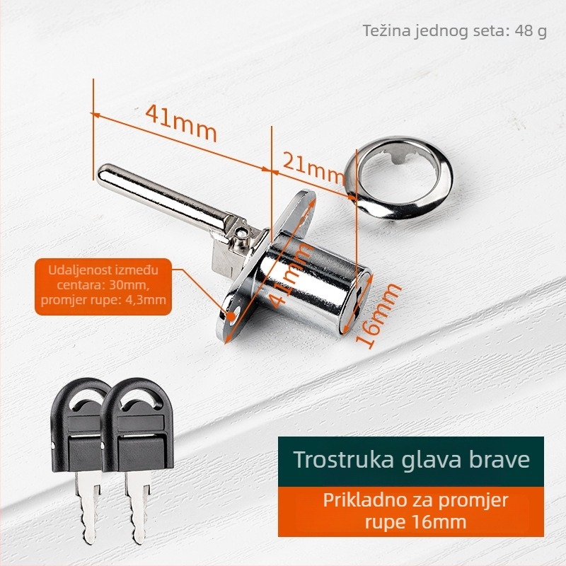 Top Valley brava za ladicu s trostrukim zaključavanjem, cinkov spoj, model Triple drawer lock, stil Light Luxury