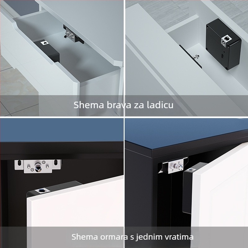 Skrita brava ormara s čitačem kartica, ugradnja bez bušenja, plastično kućište, univerzalni model, za ladice, ormare, arhivske ormariće i ormariće za cipele