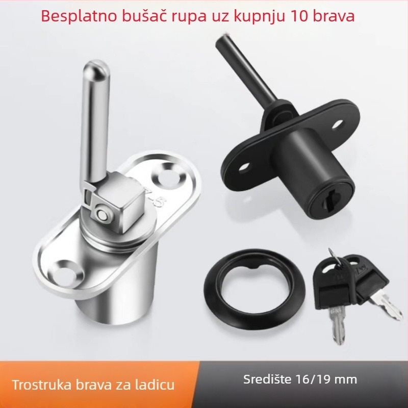Uredska bočna ladica zaključavanje s trostrukim cilindrom, glava cilindra, legura cinka, model 1, pogodno za arhivske ormariće, novi kineski stil.