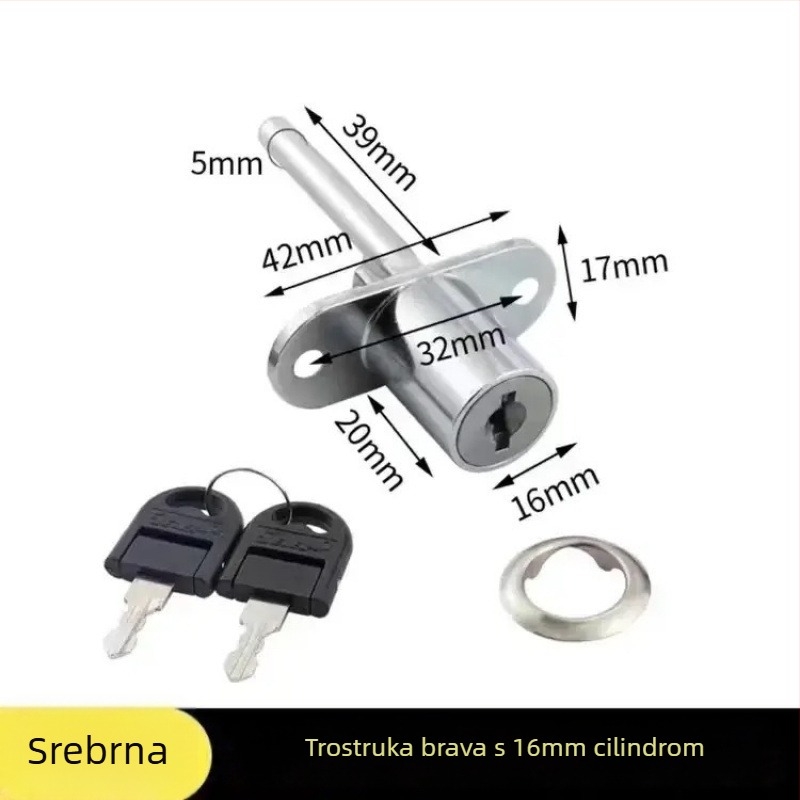 Uredska bočna ladica zaključavanje s trostrukim cilindrom, glava cilindra, legura cinka, model 1, pogodno za arhivske ormariće, novi kineski stil.