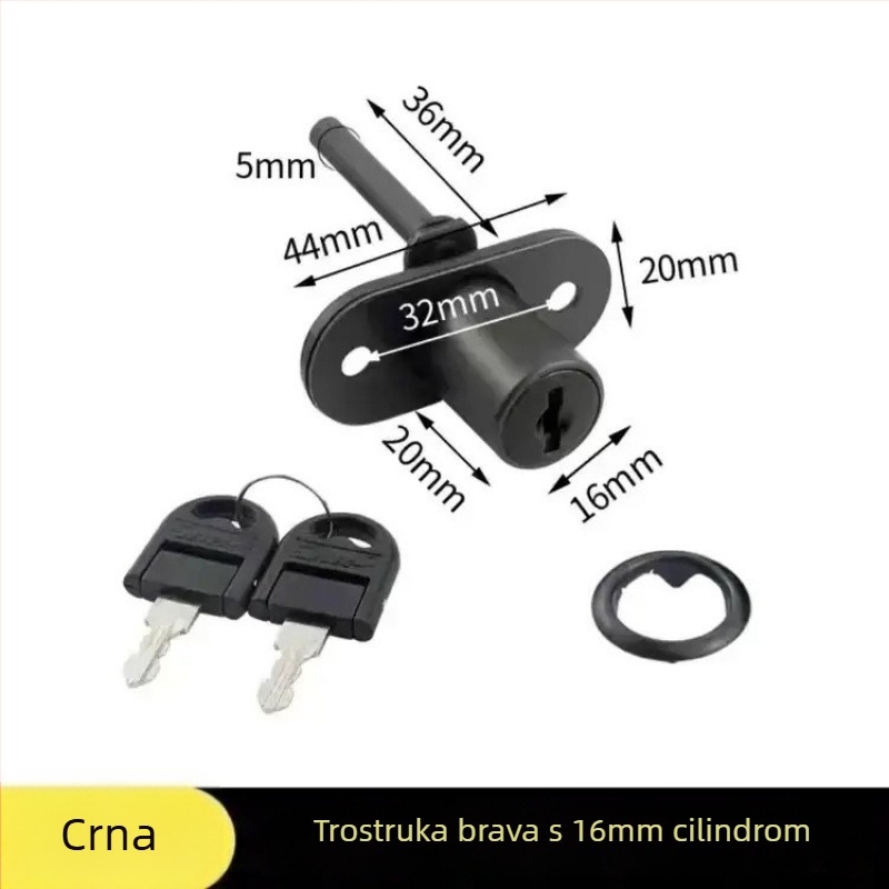 Uredska bočna ladica zaključavanje s trostrukim cilindrom, glava cilindra, legura cinka, model 1, pogodno za arhivske ormariće, novi kineski stil.