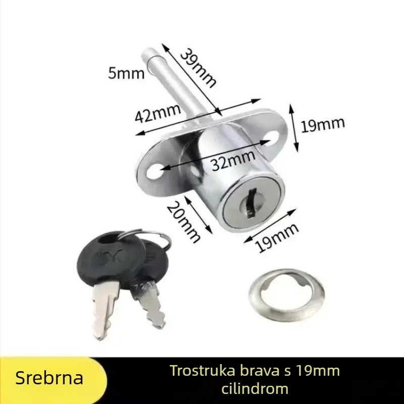 Uredska bočna ladica zaključavanje s trostrukim cilindrom, glava cilindra, legura cinka, model 1, pogodno za arhivske ormariće, novi kineski stil.