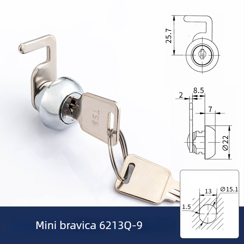 Cilindar za zaključavanje ladice blagajne, BLJ 66213CP-9, legura cinka, za kućnu i uredsku upotrebu, moderan minimalistički stil.
