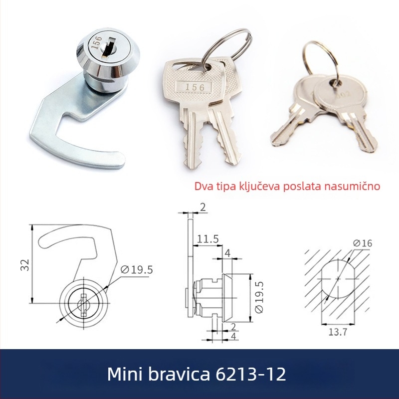 Cilindar za zaključavanje ladice blagajne, BLJ 66213CP-9, legura cinka, za kućnu i uredsku upotrebu, moderan minimalistički stil.