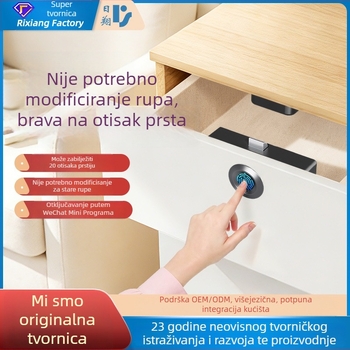 Brava za ladicu s otiskom prsta, bez ručke, uredska automatska brava, protiv krađe za arhivske ormariće, tih rad