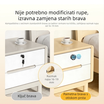 Brava za ladicu s otiskom prsta, bez ručke, uredska automatska brava, protiv krađe za arhivske ormariće, tih rad