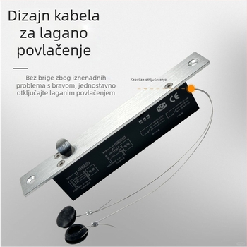 Električni zasun za staklena vrata, skrivena ugradnja — aluminijski panel, model s užetom, moderni minimalistički stil
