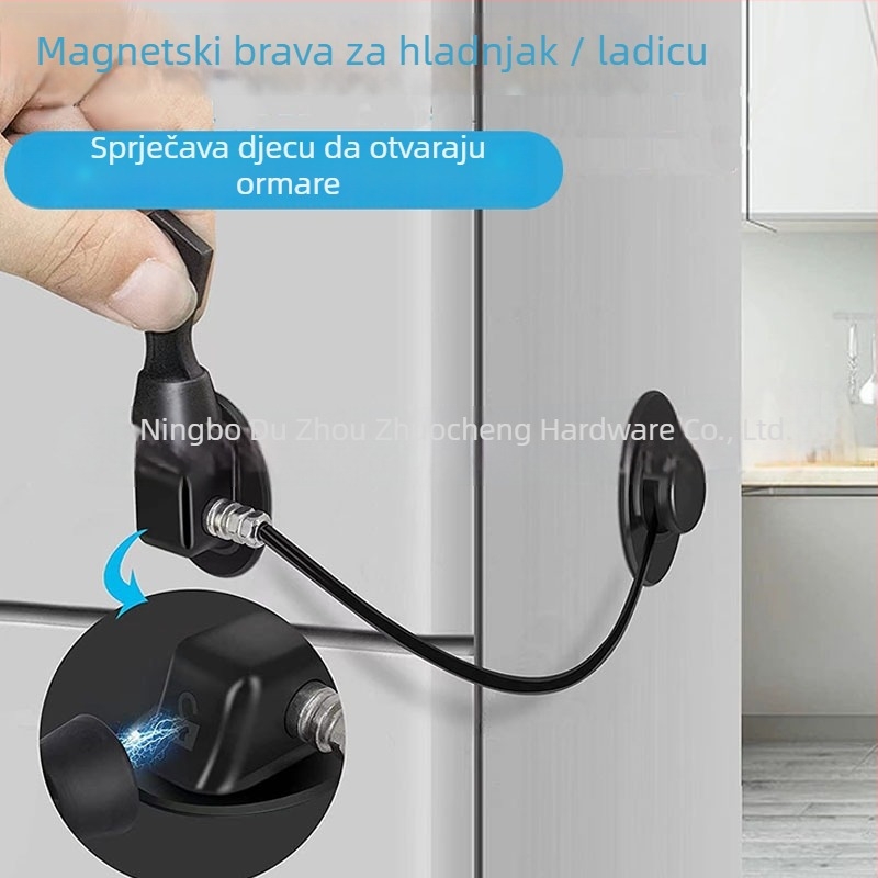 Patentirana magnetska sigurnosna brava za djecu za hladnjak, ormarić i ladicu — Model ZC202, plastika, moderni minimalistički stil