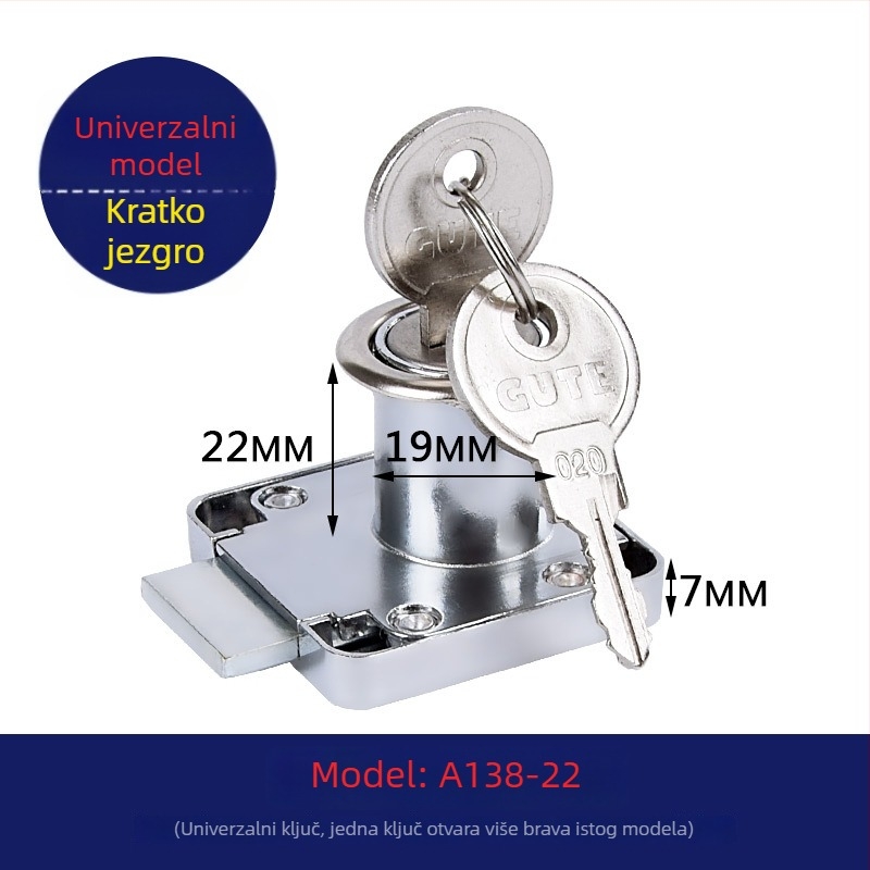 Gut brava za ladice – cinkova legura, model A138, za ladice od masivnog drveta, moderan minimalistički stil
