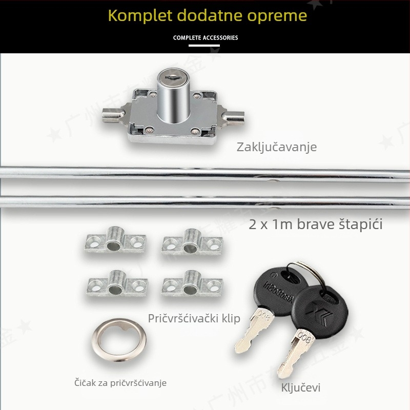 Little doctor 168 Heaven and Earth lock za duga vrata ormara — brava od cinkove legure sa spojnom šipkom i mehanizmom rotacijskog osovinskog tipa