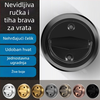 Skriveni brava s prstenom za vuču – 304 nerđajući čelik, bez bušenja, jednostrani/dvostrani, za uredska, kupaonica i spavaća vrata, moderan minimalistički stil