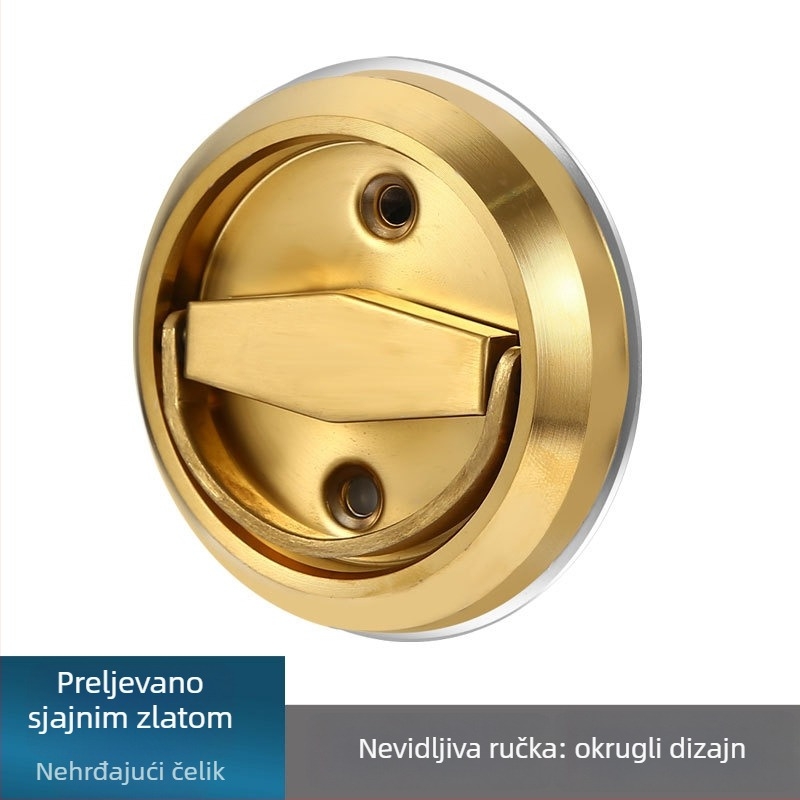 Skriveni brava s prstenom za vuču – 304 nerđajući čelik, bez bušenja, jednostrani/dvostrani, za uredska, kupaonica i spavaća vrata, moderan minimalistički stil
