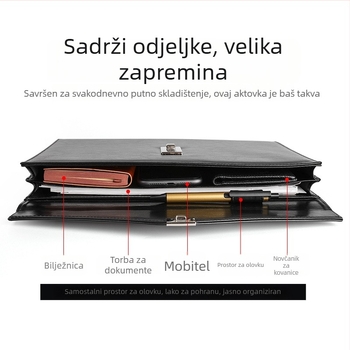 Kožna A4 torba za povjerljive dokumente s zaključavanjem lozinkom, model A4B01; Materijal: koža; Ispis logotipa: Da; Prilagodba: Da; Debljina materijala: 1,5 mm