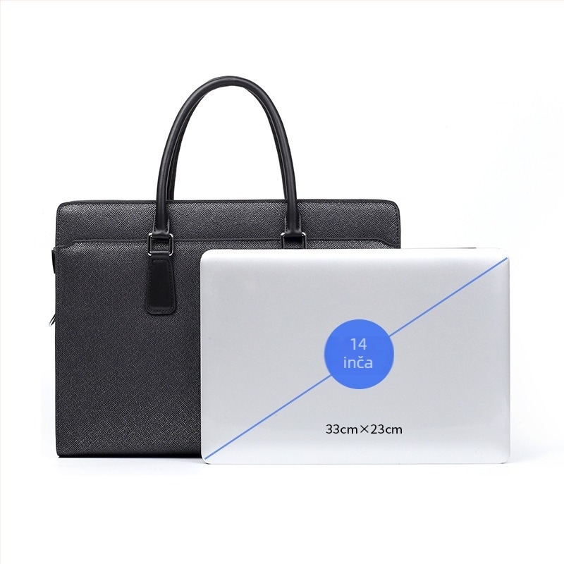 Swarden prava kožna poslovna torba s protivkrađom i poliesterom iznutra