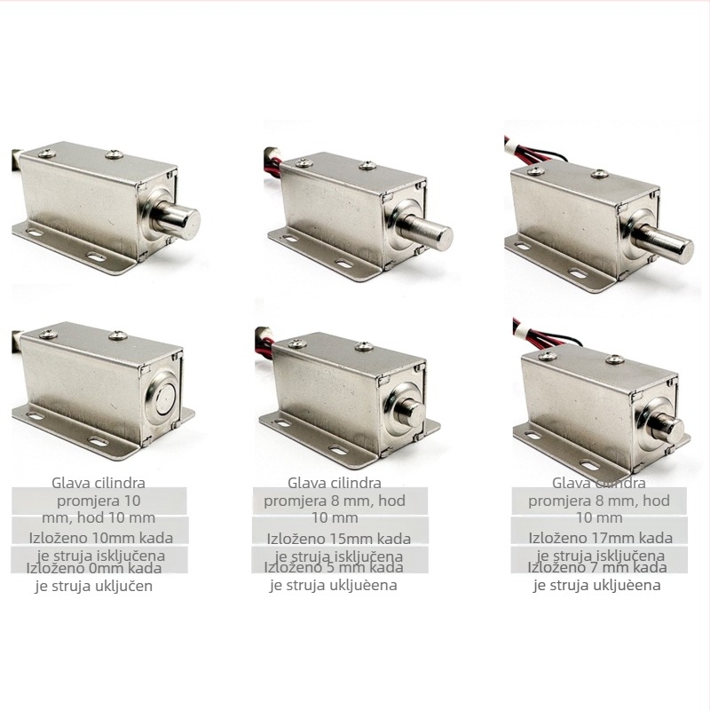 Elektromagnetski zasun 5442-0.83 cilindrični, 12V DC, 0.83A, kućište od željeza, za vrata ormarića