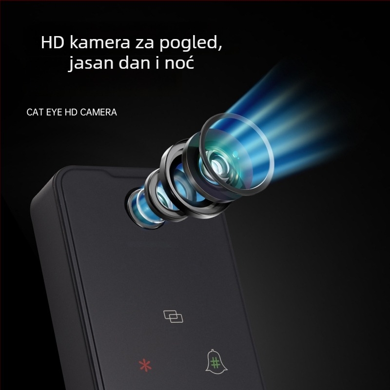 WAFU X8 Pametna brava za vrata s prozorom za pogled, karbonsko čelika, WiFi daljinsko upravljanje, pristup otiskom prsta i lozinkom, za kuću i ured
