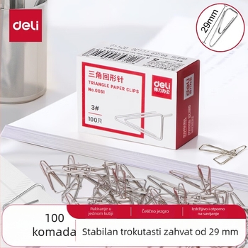 Deli trokutasti papirni klips 0051, metalni, uredski pribor, u kutiji, 100 kom