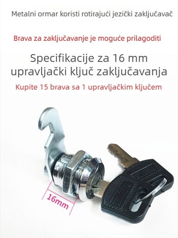Metalni cilindar brave za arhivski ormar, univerzalna brava, cilindar s upravljačkim ključem, model L206
