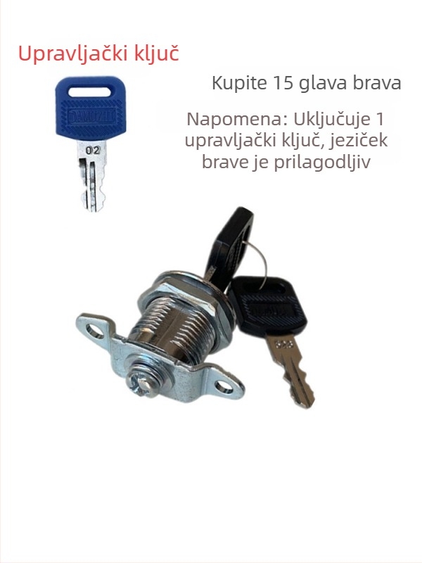 Metalni cilindar brave za arhivski ormar, univerzalna brava, cilindar s upravljačkim ključem, model L206