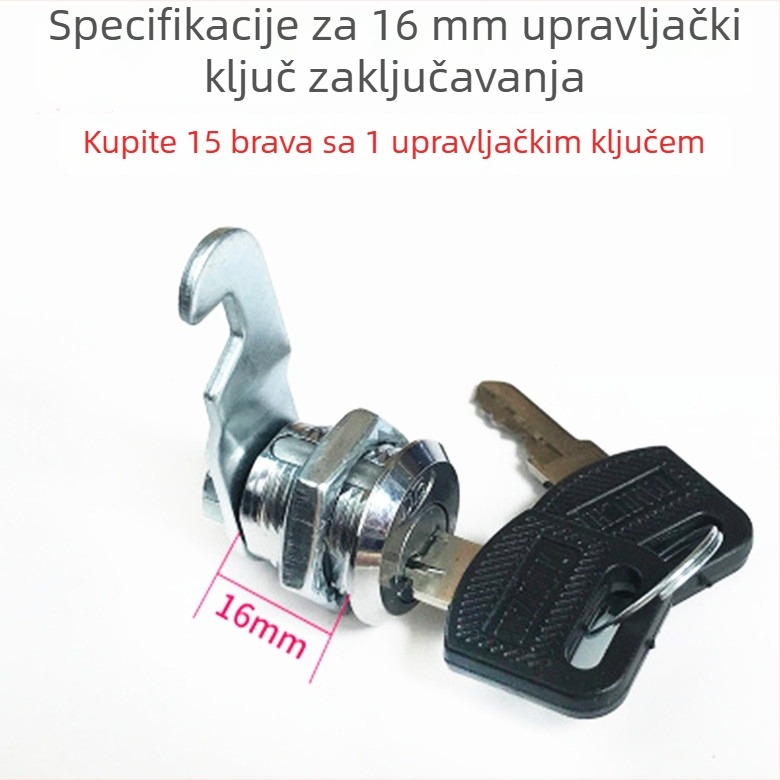 Metalni cilindar brave za arhivski ormar, univerzalna brava, cilindar s upravljačkim ključem, model L206