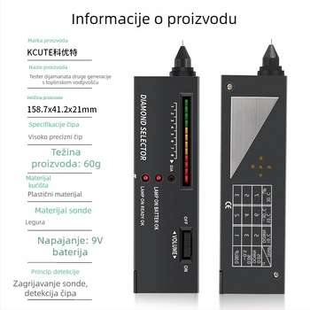 Keyoute Olovka za ispitivanje dijamanata s toplinskom vodljivošću, tester tvrdoće dragog kamenja, detektor dragog kamenja, alat za autentičnost dijamanta