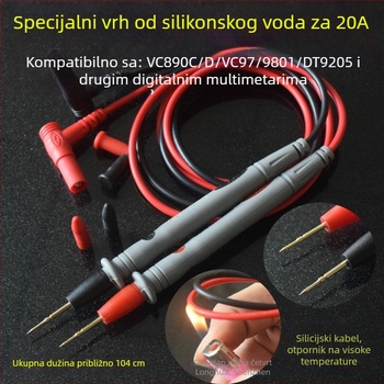VC890D Sonda za multimetar s silikon kabelom, 1000V/20A, pozlaćeni bakreni vrh