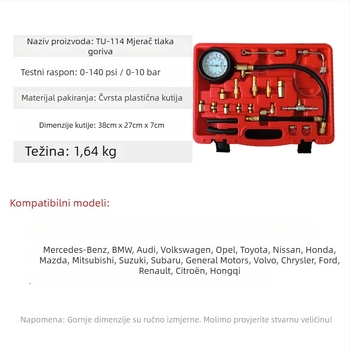 Manometar za tlak goriva u automobilu – metalno kućište, brenda Wanshida, za održavanje automobila