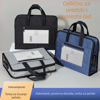 Torba za uredske pečate s zaključavanjem na lozinku, vodootporna, prijenosni stil aktovke, kvadratnog oblika