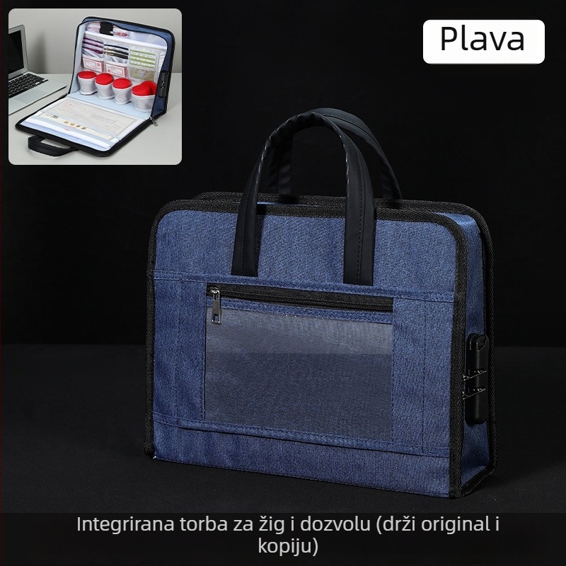 Torba za uredske pečate s zaključavanjem na lozinku, vodootporna, prijenosni stil aktovke, kvadratnog oblika