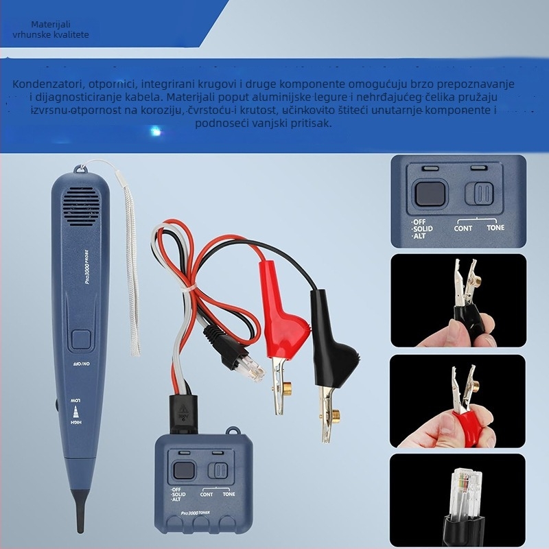 Kabl tester s tražilicom linija, lokator kablova, Pro3000 induktivni pojačivač, audio generator (Tip: kabel tester; Model: Standard; Godina izdavanja: 2017; Težina: 460 g)