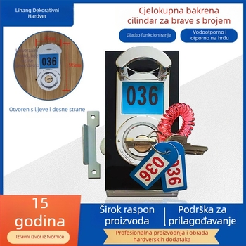 Brava za ormarić s brojevnim kodom • Model: brava s brojčanim kodom • Materijal: bakar/cinkova legura • Primjena: privatni ormarići i garderobe za saune, bazene, sportske objekte i garderobe • Marka: Lifang Hardware