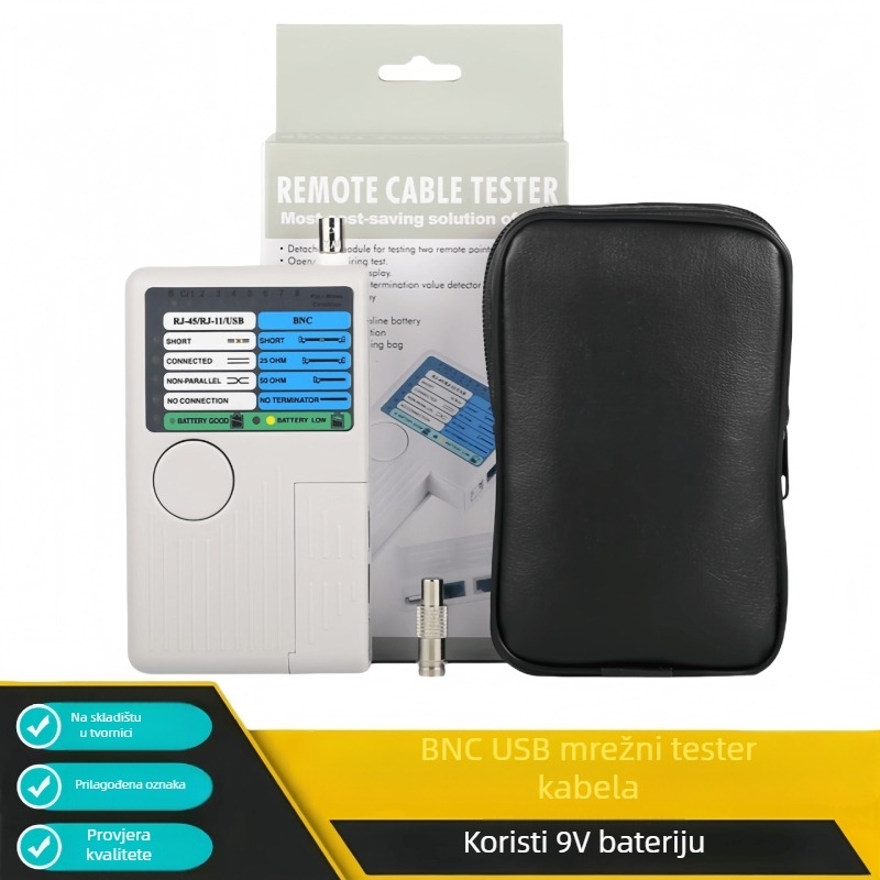 Mrežni tester za kablove, USB kabel tester, četiri u jednom; model USB Cable tester; 1 godina jamstva; pakiranje: kožna torba + papirnata kutija