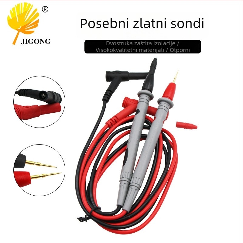 Multimetar testni vodiči, 20A, univerzalni tanki vrh, metal-plastik, Record Work