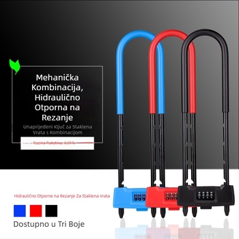 Brava za staklena vrata s lozinkom — produženi U-oblik dizajn, tijelo od cinkovog legura, za uredske staklene vrata (Model: Glass Door Lock; Stil: Moderno pojednostavljeno; Način otključavanja: Lozinka)