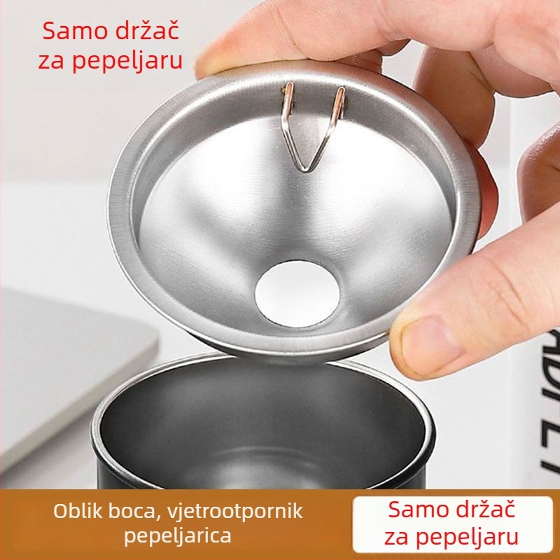 Nerđajući čelični pepalnik otporan na vjetar s poklopcem i funkcijom pohrane.