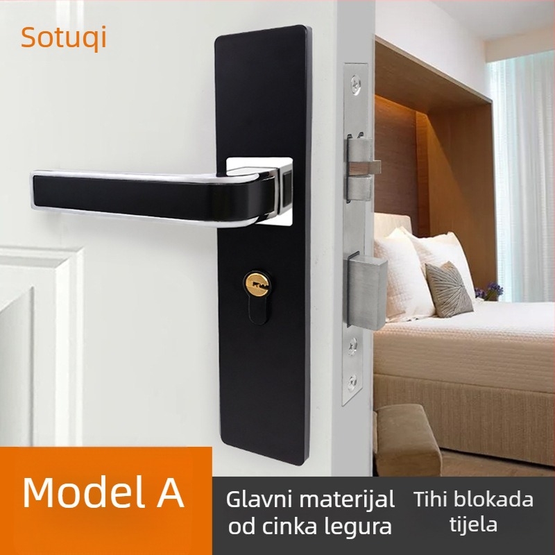 Upravljački mehanizam za unutarnja vrata – cinkov spoj, model 6106, stil svijetlog luksuza, za unutarnja drvena vrata, kupaonicu, kuhinju i metalna vrata