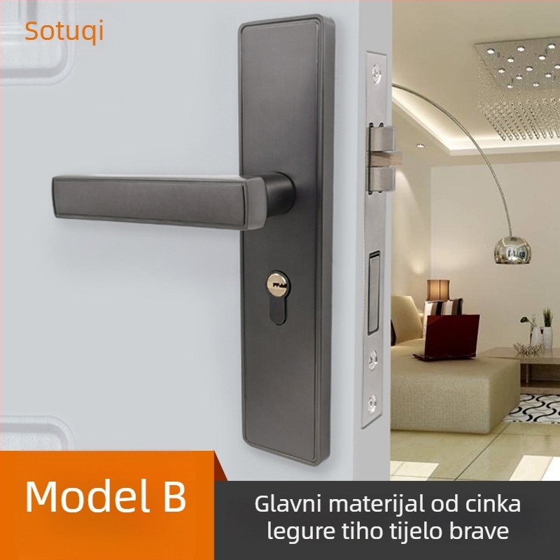 Upravljački mehanizam za unutarnja vrata – cinkov spoj, model 6106, stil svijetlog luksuza, za unutarnja drvena vrata, kupaonicu, kuhinju i metalna vrata