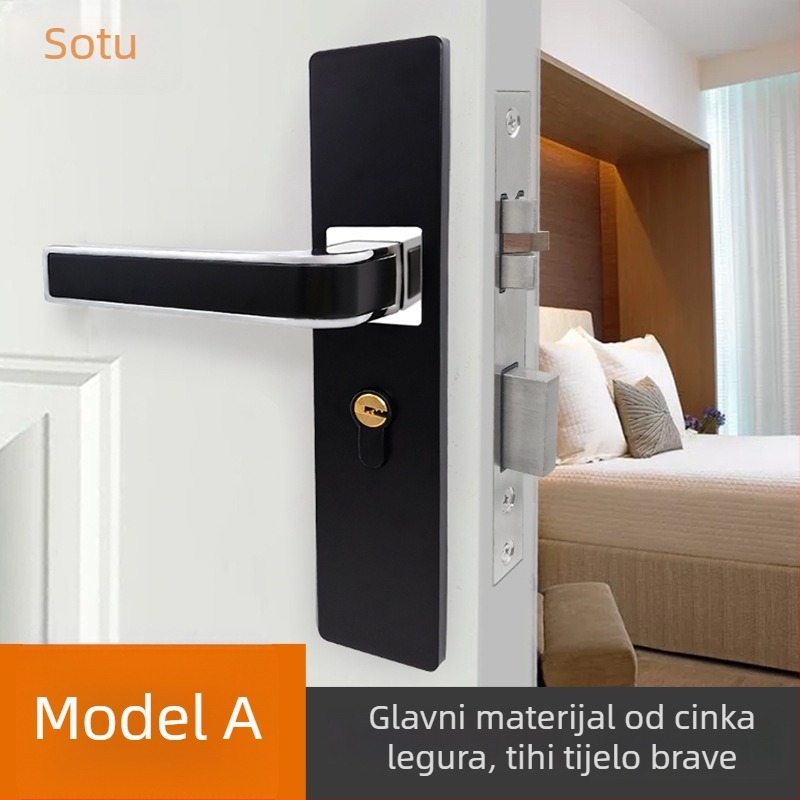 Upravljački mehanizam za unutarnja vrata – cinkov spoj, model 6106, stil svijetlog luksuza, za unutarnja drvena vrata, kupaonicu, kuhinju i metalna vrata